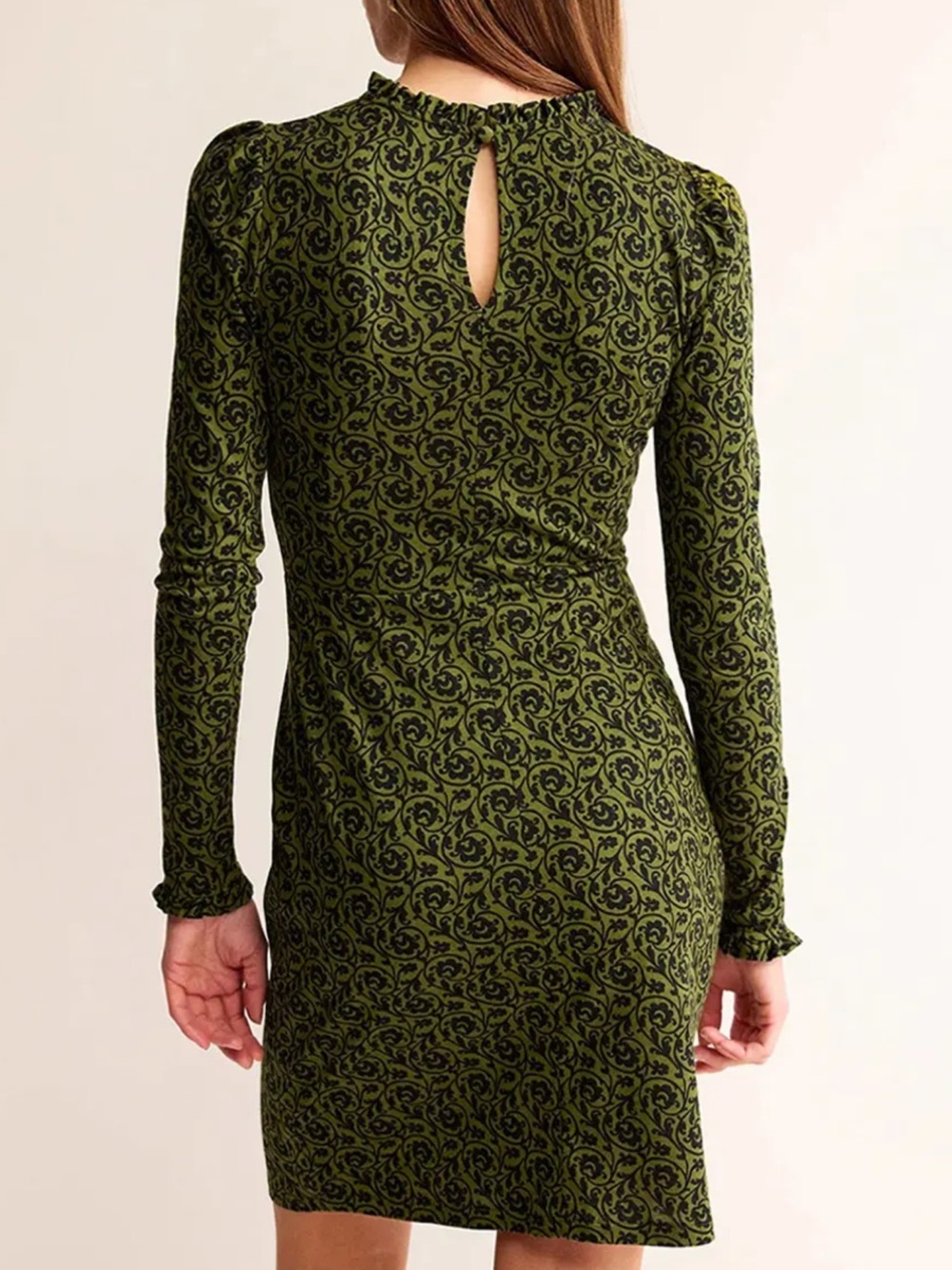 BODEN Green Frill Detail Mini Dress Size 14L - Picture 2 of 12